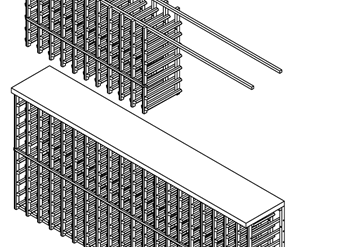 line drawing of counter and hanging rack design
